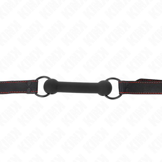 KINK - MORDAZA FORMA DE HUESO CON CORREA POLIPIEL NEGRO AJUSTABLE 41-57 CM