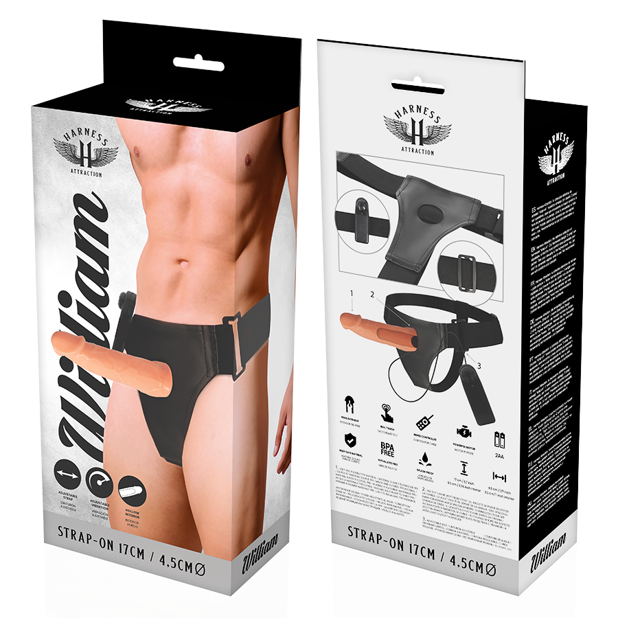 HARNESS ATTRACTION - ARNÉS HUECO WILLIAN CON VIBRADOR 17 CM -O- 4.5 CM